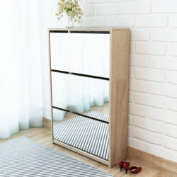 Vidaxl - Meuble à chaussures 3 étagères Miroir 63x17x102,5 cm Chêne