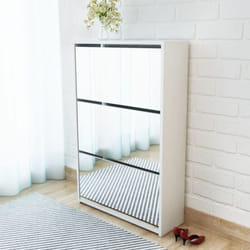 Vidaxl - Meuble à chaussures 3 étagères 63x17x102,5 cm Miroir Blanc