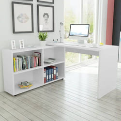 Vidaxl - Bureau d'angle 4 étagères blanc