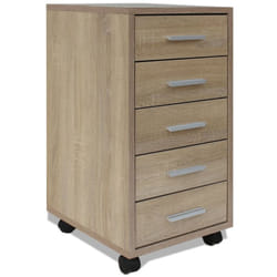 Caisson à tiroir de bureau avec roulettes 5 tiroirs Chêne vidaXL