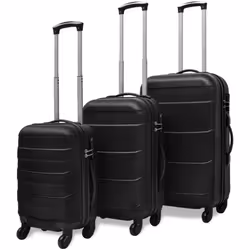 VidaXL 91141, Ensemble de sacs de voyage, Casque à coque dure, Noir, ABS, 4 roue(s), 360°