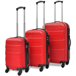 vidaXL Valise rigide 3 pièces Rouge 45,5/55/66 cm