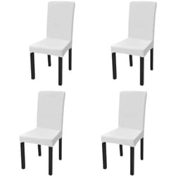 vidaXL Housse de chaise droite extensible 4 pcs blanc