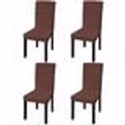 vidaXL Housse de chaise droite extensible 4 pcs marron