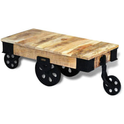 Vidaxl - vidal xl Table basse avec roues Bois de manguier brut