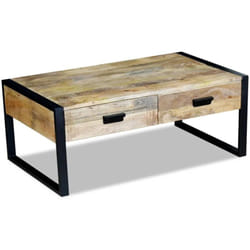 Vidaxl - Table basse avec 2 tiroirs Bois de manguier massif 100 x 60 x 40 cm