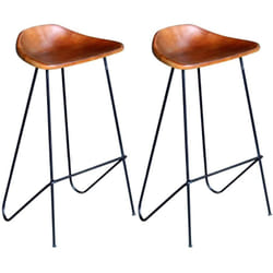 Vidaxl - Chaises de bar lot de 2 noir et marron cuir véritable