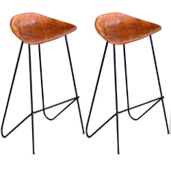 vidaXL Chaises de bar lot de 2 noir et marron cuir véritable - TU