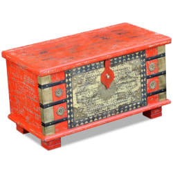 vidaXL Coffre Bois de manguier rouge - 80x40x45 cm