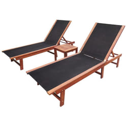 Vidaxl - Lot de 2 Transats de Jardin Bain de soleil Chaises Longue et table Bois d'acacia solide et textilène