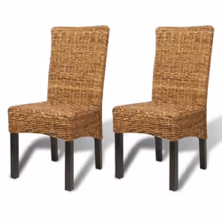 vidaXL Chaises de salle à manger 2pcs Bois solide de manguier et abaca
