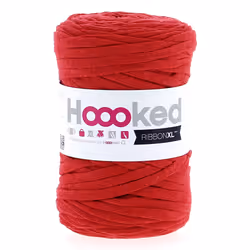 Hoooked RibbonXL, Super volumineux, Super volumineux, Rouge, Coton, 120 m, Mixed Stripes