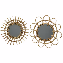 Miroir mural Sol Ø 36 cm Marron Bambou