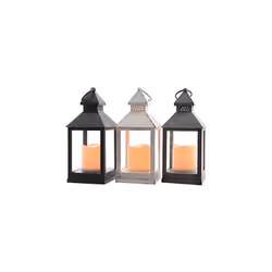 Lanterne LED en plastique - Lanterne de jardin - Lanterne en plastique - Lumière décorative avec 1 bougie LED Lanterne : envi ...