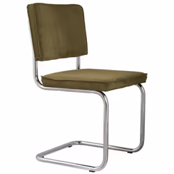 Zuiver Ridge Rib, Chaise avec assise rembourrée, Nylon, Polyester, Vert, Dossier rembourré, Nylon, Polyester, Vert