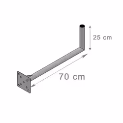 Fixation Murale - HD LINE - Déport 70cm x 25cm - Support de mât - Diamètre 42mm - Distance 700mm