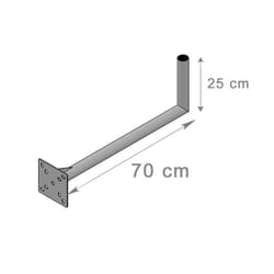 Fixation Murale - HD LINE - Déport 70cm x 25cm - Support de mât - Diamètre 42mm - Distance 700mm