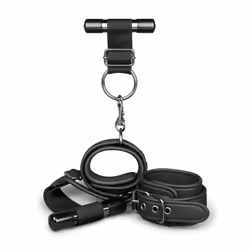 EasyToys Fetish Collection Door Jam Cuffs, Manchons de mains de contention, Noir, Polyester, Simili-cuir, Métal, Boucle, Chin ...