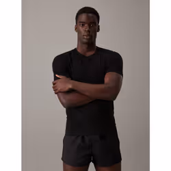 Calvin Klein 000NB1088A-001-L chemise et haut Tee-shirt Encolure torsadée Manche courte Coton, Elastane