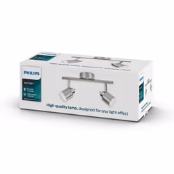 Philips Essentials Spot, Spot d'éclairage de surface, GU10, 2 ampoule(s), LED, 220-240 V, Chrome