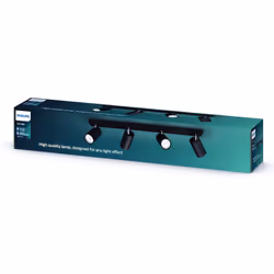 Philips myLiving 5059430PN, Spot d'éclairage de surface, GU10, 4 ampoule(s), LED, 220-240 V, Noir