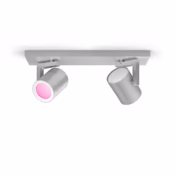 Philips Hue White and Color ambiance Spot double Argenta, Éclairage de plafond intelligent, Aluminium, Bluetooth, LED, GU10, ...
