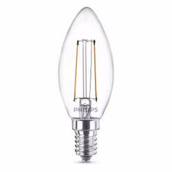 Philips Ampoule flamme, 2 W, 25 W, E14, 250 lm, 15000 h, Blanc chaud