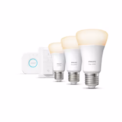 Philips Hue White Kit de démarrage E27, Kit d'éclairage intelligent, Blanc, Bluetooth/Zigbee, LED, E27, Blanc chaud