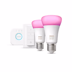Philips Hue White and Color ambiance Kit de démarrage E27, Kit d'éclairage intelligent, Bluetooth/Zigbee, Blanc, LED intégrée ...