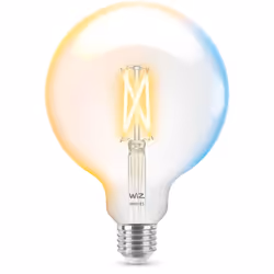 WiZ Ampoule à filament transparente 60W G125 E27, Ampoule intelligente, Wi-Fi, Transparent, E27, Multicolore, 2700 K