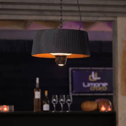 Suspension chauffante noire Artix 1500 W halogène avec LED - Sunred