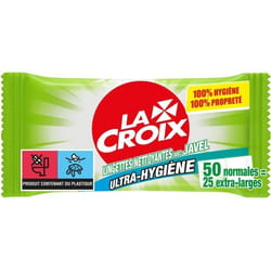 LACROIX Lingettes nettoyantes Désinfectant Javel Ultra Hygiène - x50