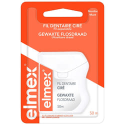 Fil Dentaire Ciré - ELMEX - Menthe - 50m - Fluorure damines - Nettoyage Interdentaire