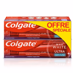 Lot de 2 Dentifrices Blancheur Colgate Ultra Perle de Fraicheur 75ml