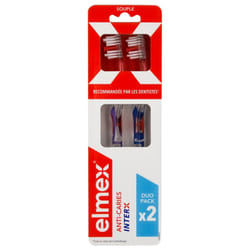 Elmex Anti-Caries InterX Brosse à Dents Souple Duo Pack - Couleur : Bleu et Violet