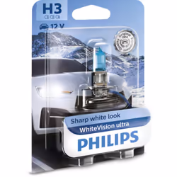 Ampoule halogène PHILIPS H3 WhiteVision Ultra 12V, 55W, 1 pièce