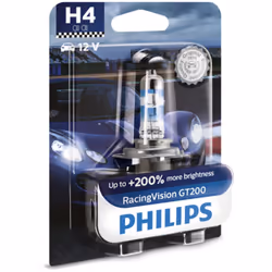Ampoule halogène PHILIPS H4 RacingVision GT200 12V, 60/55W, 1 pièce