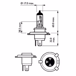 Ampoule halogène PHILIPS H4 RacingVision GT200 12V, 60/55W, 1 pièce