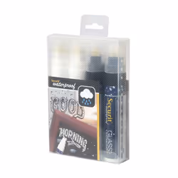 Securit SMA820-V4-BW marqueur à craie liquie Bloc Noir, Blanc 4 pièce(s)