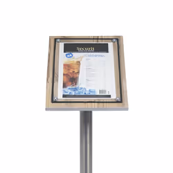 Securit MCS-A4-OAK, Stand d'information, A4, Verre, Plastique, Acier inoxydable, Bois, Acier satin, Bois, 340 mm, 90 mm