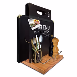 Securit Table Caddy Autonome Métal, Bois Noir, Argent