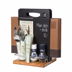Securit Table Caddy Autonome Métal, Bois Noir, Argent