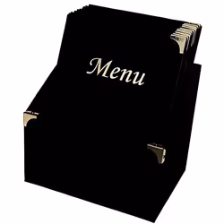 Ensemble de porte-menu Securit® + 10 protège-menus format A4 - Classic - Couleur noir et or - 305x27x20cm