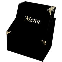 Ensemble de porte-menu Securit® + 10 protège-menus format A4 - Classic - Couleur noir et or - 305x27x20cm