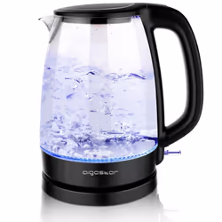 Adam - Bouilloire de 1,7L et 2200W en verre borosilicaté avec illumination LED bleue. 0% BPA, protection contre l'ébullition  ...