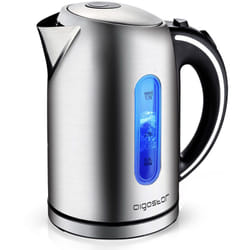 King - Bouilloire électrique de 1,7 l et 2200W en acier inoxydable poli avec illumination led. 0% bpa, filtre anti-calcaire, arrêt automatique et