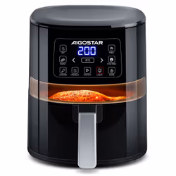 Maha - Friteuse à air 0% BPA de 4L. 5 fonctions préprogrammées + préchauffage, 1600W, fenêtre de visualisation, éclairage int ...