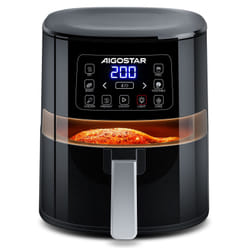 Maha - Friteuse à air 0% BPA de 4L. 5 fonctions préprogrammées + préchauffage, 1600W, fenêtre de visualisation, éclairage intérieur indépendant