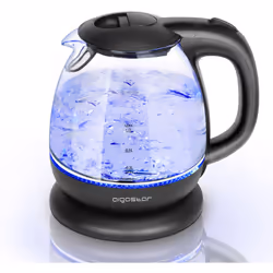Elfin - Bouilloire compacte de 1L et 2200W. Mini bouilloire en verre borosilicaté Arrêt automatique et protection contre l’éb ...