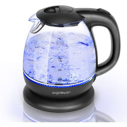 Elfin - Bouilloire compacte de 1L et 2200W. Mini bouilloire en verre borosilicaté Arrêt automatique et protection contre l’ébullition à vide